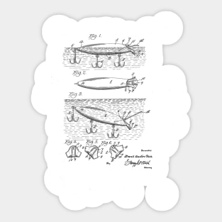 FISHING LURE VINTAGE PATENT DRAWING Sticker